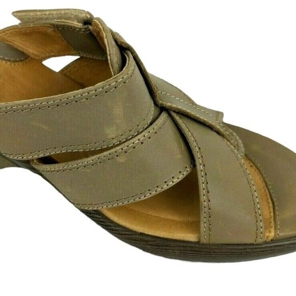 Sanita Wedge Slide Sandals  Women's Size EUR 41 / US 10.5  Heels Taupe Leather - Picture 7 of 9